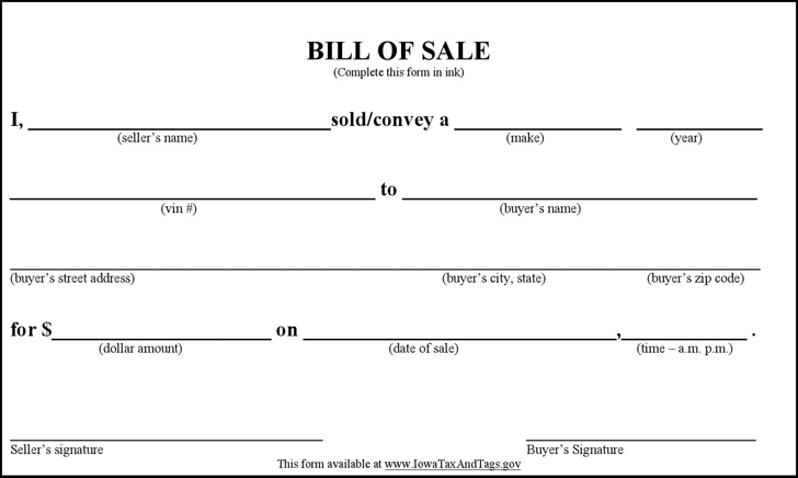 How To Write Bill Of Sale For Car Bill Of Sale Form Template Vehicle 