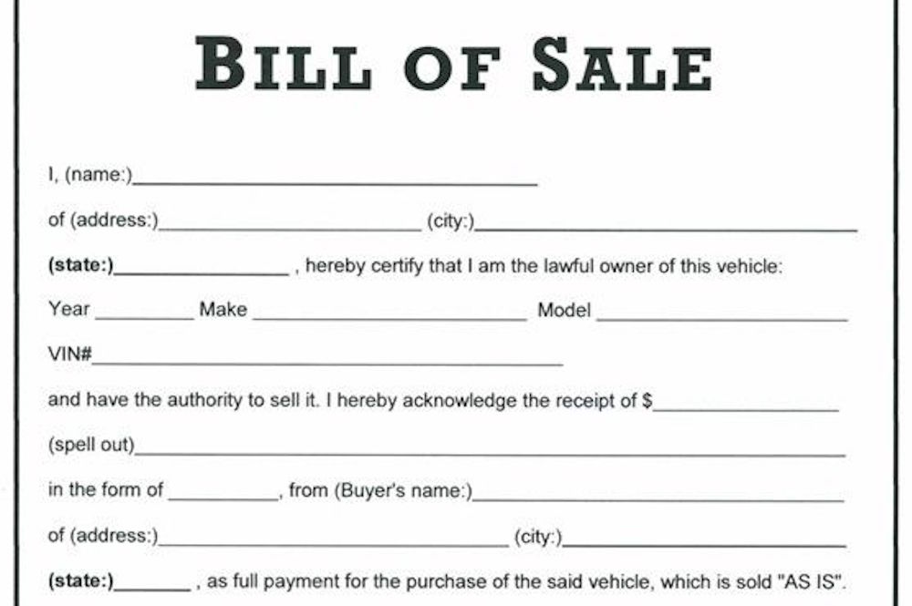 how to write a bill of sale