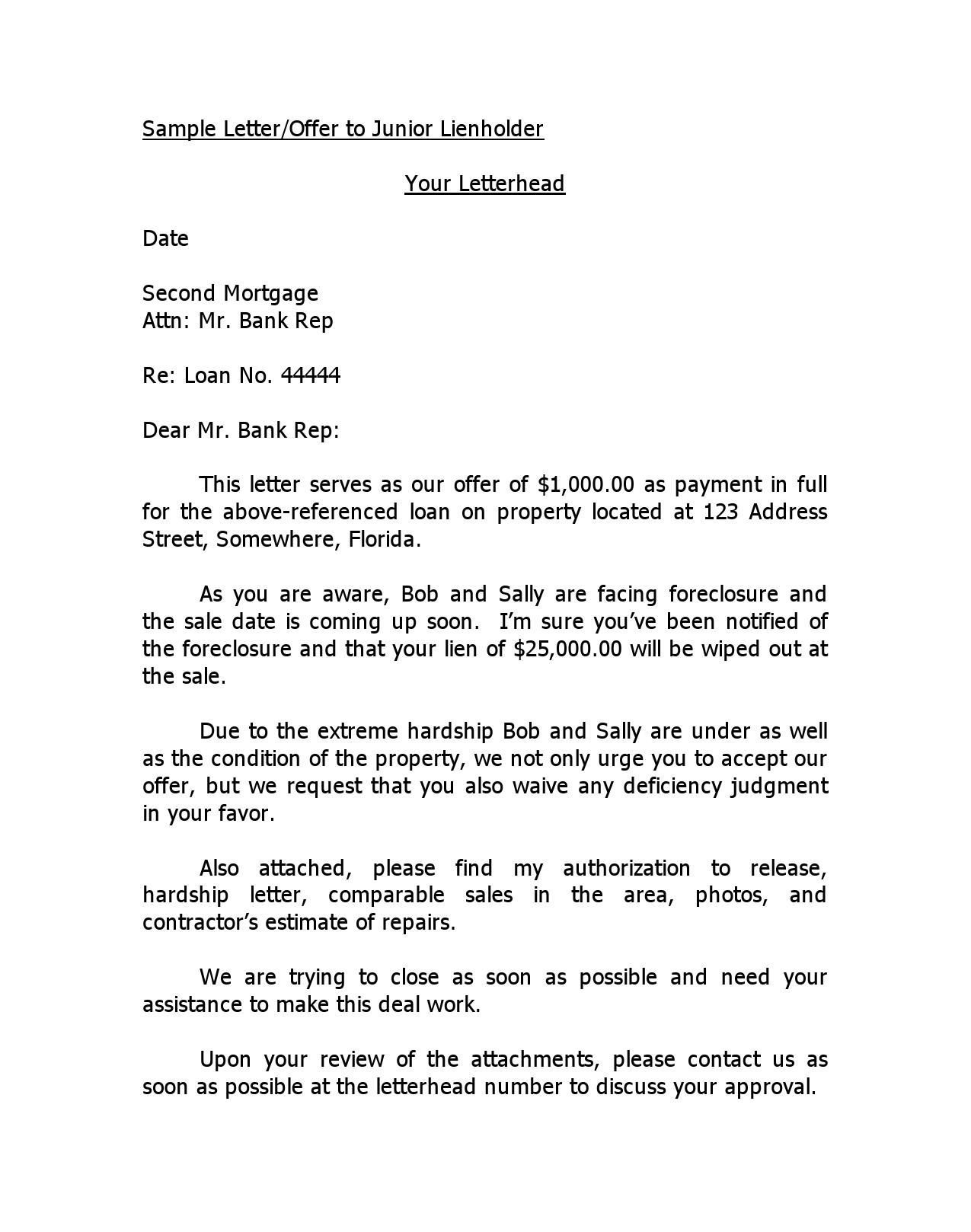 Sample Of Offer Letter To Purchase A Property