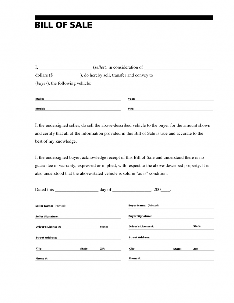 Sample Bill of Sale For Vehicle Bill of Sale Form Template Vehicle