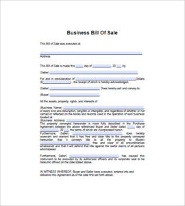 Bill of sale for business