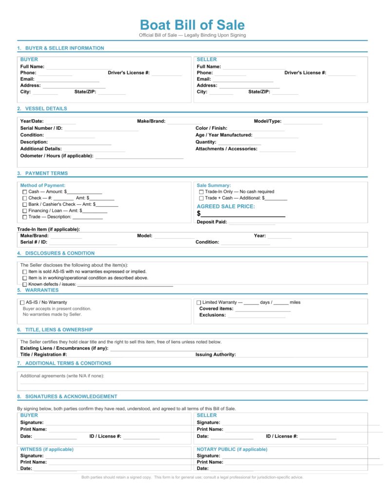 Boat Bill of Sale