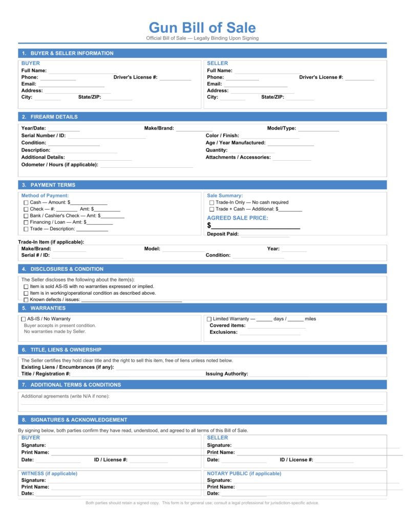 Gun Bill of Sale